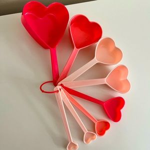 Cute heart measuring cups and spoons pink and red